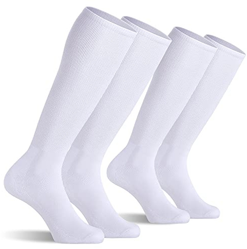 CELERSPORT 2 Pack Baseball Soccer Softball Soccer Tube Socks For Youth Kids Men Women Multi-sport Socks White Large