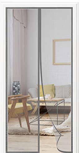 WENT Moustiquaire magnétique pour porte - 120 x 220 cm - Différentes tailles - Sans perçage - Convient pour balcon, terrasse, cave, chambre à coucher et portes coulissantes - Gris