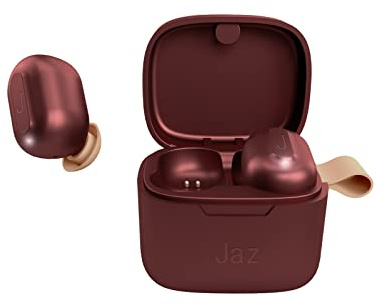 JAZ Auricolari wireless TWS AIRON con custodia in metallo zigrinato, controlli touch, utilizzabili in mono con tecnologia Dual Leader, colore rosso melograno, Unica