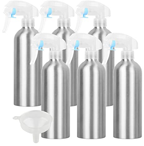 ZEOABSY 6 Pièces Vide 500 ml Pulvérisateur en Aluminium Flacon Bouteille Vaporisateur avec Pompe Transparent pour Cosmétique Coiffure Plante Fleurs Pulvérisateur D'eau Salon, Cuisine, Jardin, Voyage