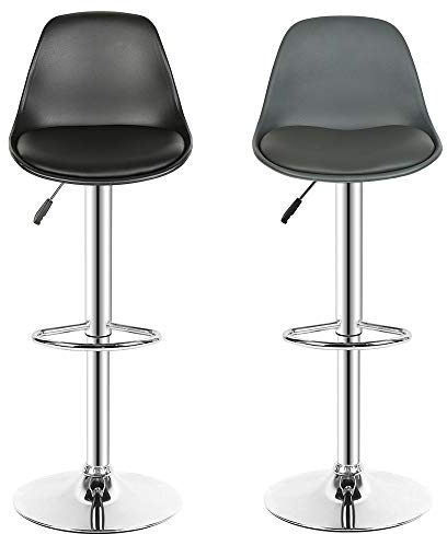 RELOVE Set di 2 Sgabelli Alti, Sgabelli da Bar con Schienale, Sgabelli Cucina, Seduta Alta 75 cm, Montaggio Facile(Nero-2pc)