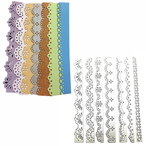 BYNYXI 7 Stück Stanzschablone Grußkarte, Blumen Spitze Rahmen Schablonen Blumenkranz Metall Prägeschablone Stanzformen Stencil Schneiden Cutting Dies für DIY Scrapbooking Kartenherstellung Fotoalbum
