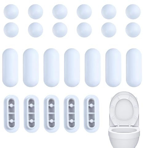 Lot de 24 butées de siège de toilette, butées de toilettes, butées transparentes pour abattant de toilettes, amortisseur de rechange pour les hôtels familiaux (blanc)