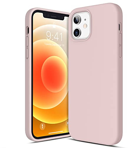 CANSHN Silicone Liquido Custodia Cover per iPhone 12 mini, [Protezione Full Body] Sottile in Gomma Gel Morbida Setoso Cover da 5,4'' 2020 5G - Rosa