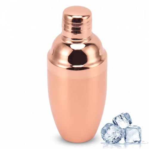Coctelera De Vino De Acero Inoxidable Para Cóctel Con Colador Y Tapa Superior, Coctelera Pequeña Para Martini Coctelera Pequeña De Acero Inoxidable Para Bebidas, Mini Coctelera Para Martini(oro rosa)