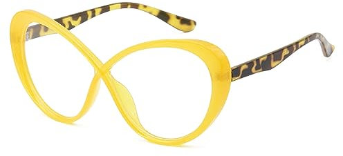 LJCZKA Blaulichtfilter Brille Damen Retro Brille Ohne Stärke Damen Katzenauge Blockieren Blaulicht Gaming Computerbrille