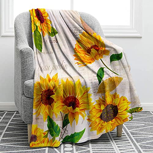 Kuscheldecke Flauschig Sonnenblume Weiche Plüsch Decke Tagesdecke Für Erwachsene, Warm Flanell Fleecedecke TV-Decken Sofadecke Wohndecke Sofaüberwurf Couchdecke- 220x270 cm