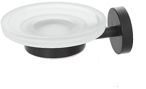 Inbagno Piattino portasapone a Parete Nero Opaco in Acciaio e Vetro Satinato, Installazione a Muro con Viti e tasselli Inclusi, Chic Black