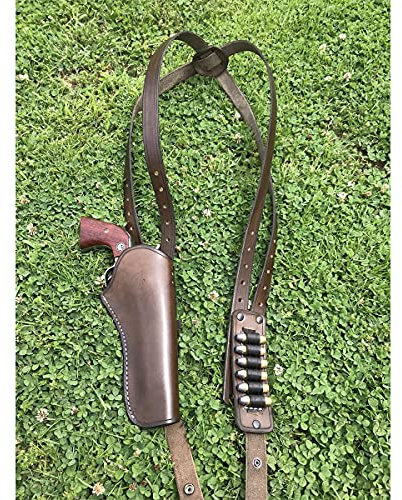 IBaLzi Retro Steampunk Cowboy Revolver Pistolenhalfter, mittelalterliches Leder Hunter Pistolenset Erwachsene Vintage Bullet Holder Schultergurt, viktorianisches LARP Kostüm