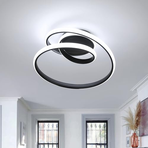 Comely Plafoniera LED Soffitto, 36W Design Spirale Lampada da Soffitto | Moderna Lampadario LED Soffitto Nero per Camera da Letto Sala Cucina Bagno Corridoio, Bianco Freddo 6500K