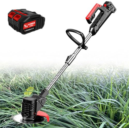 ZIXIAOS Coupe-Herbe électrique Alimenté par Batterie, Désherbeur sans Fil 3 en 1, Coupe-Herbe 21 V avec Lame avec Batterie Rechargeable De 89 800 Mah,Two