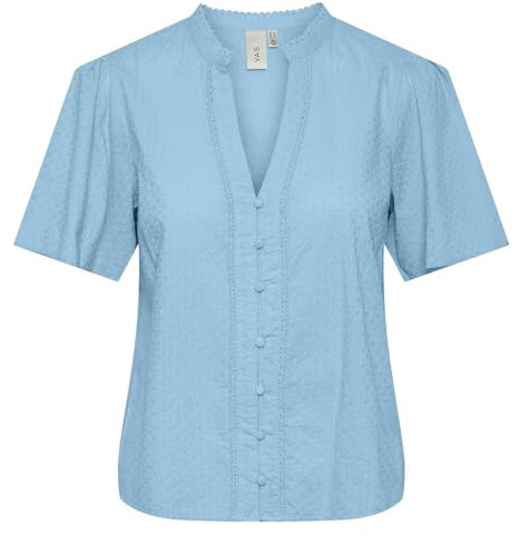 Y.A.S Women's Yastia Ss Top S. Noos, Clear Sky, M