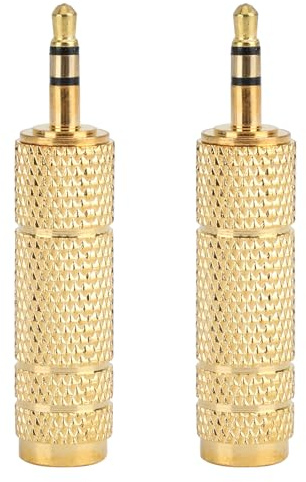 2 Pcs 6.5mm Female to 3.5mm Male Headphone Jack Adapters, Portable Jack Plug Adapter Audio Converters, Zinc Alloy Construction for Enhanced Microphone, DJ Headphones & Sound System Connectivity