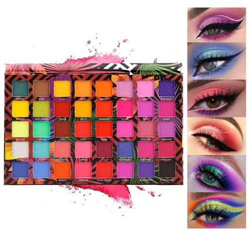 Katiluxiya Palette professionnelle d'ombres à paupières de 40 couleurs, maquillage coloré mat Ombres à paupières mixtes imperméables Palette de fards à paupières Matte Shimmer Eye Shadow (02)