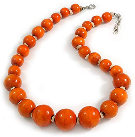 Avalaya graderat orange färgat trä pärlhalsband - 48 cm L/3 cm ext, En storlek, Trä