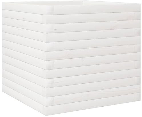 vidaXL Jardinière Blanc 50x50x45,5 cm Bois de pin Massif, jardinière d'extérieur, bac à Fleurs, boîte à Plantes, jardinière de terrasse