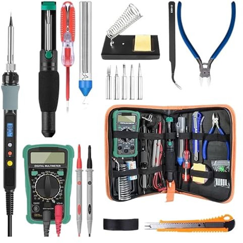 Soldering Iron Kit 60W Digital 100-480℃ Temperature Adjustable Soldering Iron Kit Electric Multimeter Desoldering Pump Professional Welding DIY Se