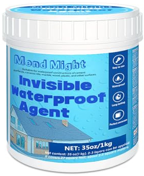 Liquide Étanchéité Transparent Pot 35 oz/1000 g, Membrane d'Étanchéité Waterstop Étanchéité Toiture, Agent Anti-Fuite Étanche à Base D'eau pour l'intérieur et l'extérieur Agent Imperméable Invisible