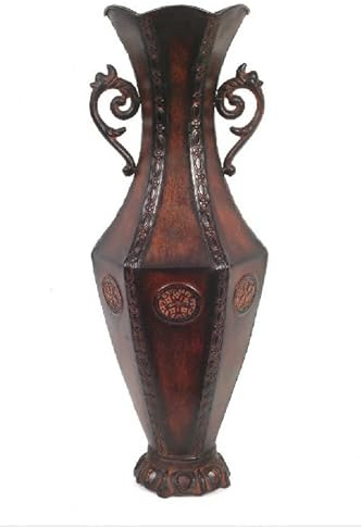 Hosley Decorative Embossed Metal Tall Floor Vase 24 Inch High. Ideal Gift for Weddings Party Spa Reiki Meditation Settings