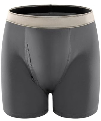 Homguard Inkontinenz-Boxershorts für Herren, Waschbare Schutzhose mit 150 ml Saugfähigem Urinvolumen, Auslaufsichere Unterwäsche, Wiederverwendbar, Baumwolle, Weich (Grau, XL)