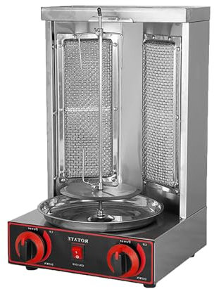 LwiftGal RôTissoire Rotative pour CuisinièRe à Kebab De Comptoir, RôTissoire Verticale à Gaz pour Doner Kebab Gyro, Four à RôTisserie Vertical Professionnel à Gaz pour Barbecue,Silver-M