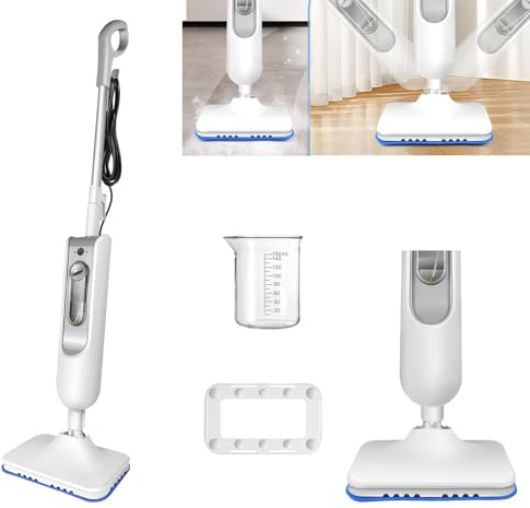 Dampfreiniger Shark Dampfmopp für Hartböden,Dampfreiniger Elektrowischmopp Bodenwischer Nass Trocken Staub Flachwischmopp mit 2 waschbaren Mopppads,Fliesenbodenreiniger für Laminatböden
