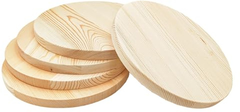 Lot de 5 plaques cercles en pin, 20x1,5cm, cercles en bois ronds vierges non finis pour projets d'artisanat, gravure, pyrogravure, peinture
