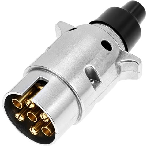 QWORK® Adaptateur Prise Remorque 7 Broches - Connecteur 12V, Boîtier en Aluminium et Contacts en Laiton