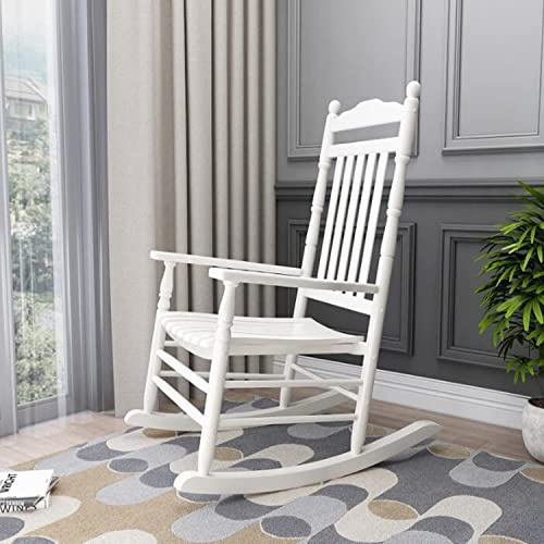 Garten-Schaukelstuhl, für Wohnzimmer, Schlafzimmer, Terrasse und Terrasse, Holz-Stillstuhl-Sitz, traditionelle Relax-Wippstühle