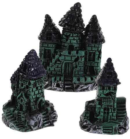 MAGICLULU 3 Stück Teiliges Aquarium Schloss Dekoration aus Robustem Harz Realistische Miniatur Schlossfiguren für Fischbecken Langlebige Unterwasser Deko für Aquarien