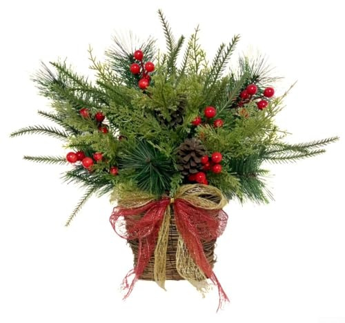 HEBEOT Christmas Decoration Basket, Artificial Hanging Flowers With Convenient Hanging Options For Courtyard Entrance, On Doorplates