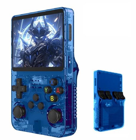 Werwing R36S - Console di Gioco Retro, Schermo IPS da 3.5 Pollici, Scheda TF da 64GB con 10.000+ Giochi Precaricati, Dispositivo di Gaming Portatile con Sistema Operativo Linux (Blu)