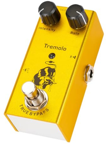 HIAKDOFT Pedale Tremolo per Chitarra Controllo Rate e True Bypass, Design Unico in Lega Giallo, Effetto Fine-tuning per Chitarra Elettrica Adatto ai Ragazzo Ragazza
