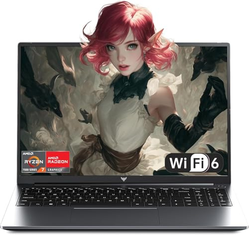 Tivique PC Portatile 15.6 FHD 1920x1080,Ryzen 7 7730U Processore Fino a 4.5 GHz Gaming Laptop 16GB RAM DDR4 * 2.512GB M.2 SSD Laptop,BT5.0, USB3.2,HDMI,Type-C,54.7 Wh Batteria,WiFi 6.0
