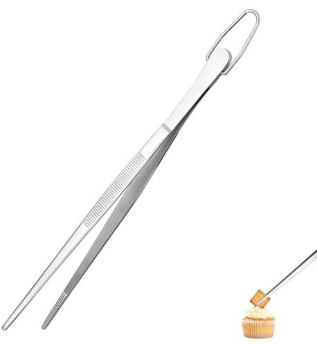 U-Taste 20 cm kökspincett: matlagningstång av 18/8 rostfritt stål med sömlös svetsning, flexibel klämfunktion och halkfri för servering, dekoration, utrustning, matlagning och bakning (spetsig spets)