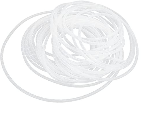Manguera de Envoltura de Alambre en Espiral, Organizador de Cables Flexible, gestión de Soporte, Material de PVC Blanco para el hogar, Oficina, Taller, Acabado de mazos de Cables, (Φ4-20m)