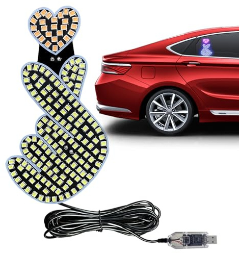 Vhjlfig Éclairage LED pour Voiture,Éclairage d'Ambiance Dynamique à Branchement Direct | Veilleuse LED En Forme De Cœur,Pour Camion Pare-Brise Fenêtre Porte Nuit Saint-Valentin Femmes Hommes Conduite