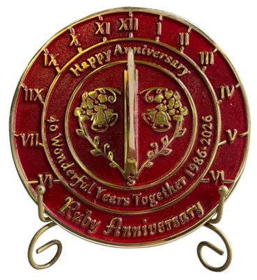 NauticalMart Anniversary Sundial Gift for 40th Ruby Wedding Anniversary in 2026 - Home Decor Or Garden Present Idea - Handmade Decorative for Him, Her Parents Or Couples 40 Year Celebration