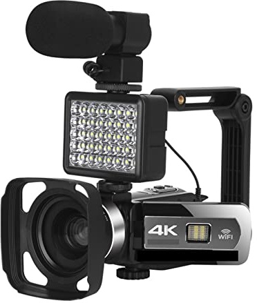Macchina fotografica digitale, Videocamera 4K Videoregistratore digitale for lo streaming di blog 18X Fotografia all'aperto Auto Focus Web Camera Vlog(128G SD Card)