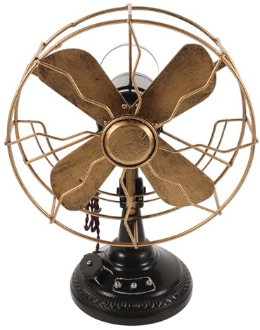Artibetter Modelo de Ventilador Vintage de Hierro, Adorno Retro de Mesa Mediano Color Cobre Antiguo, Decoración Creativa Hogar Escultura Metálica Decorativa