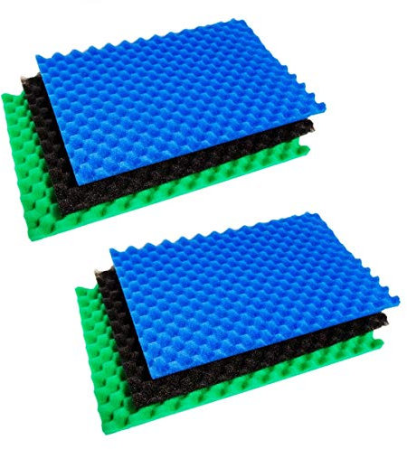 Pisces Twin Pack Pond Filter 3 Grade Media Foam Set 18 x 25 (460 x 640mm) Coarse, Medium and Fine - Universal Replacement Fish Pond Filter Media