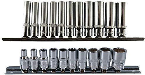 1/4 Drive Shallow + Deep Imperial AF SAE 6 Sided Sockets 5/32” – 1/2 20pc