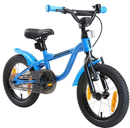 Löwenrad Kinderfahrrad für Jungen und Mädchen ab 3-4 Jahre | 14 Zoll Kinderrad mit Bremse | Fahrrad für Kinder | Blau