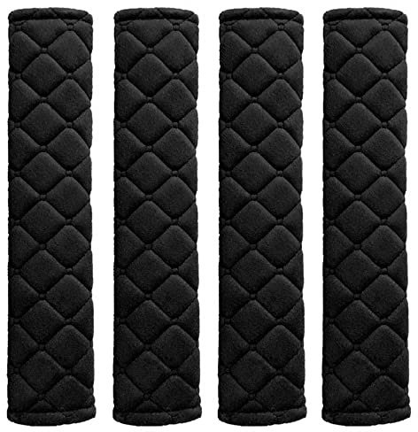 Gurtpolster auto Sicherheitsgurt Schulterpolster,4 Pcs Seat belt pad Samtoberfläche,Abdeckung Schultergurt Pad für Auto,für Erwachsene, Kinder (4 Pcs Black)
