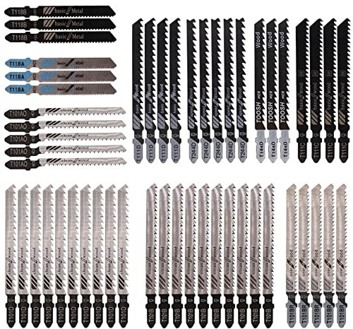 AYGCI 52tlg Stichsägeblätter Set Holz Metall Professional Stichsägeblatt Stichsägeblätter Set T-Schaft Stichsägeblätter Holz Metall Kurvenschnitt Zubehör Stichsäge