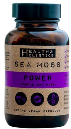 Purple Sea Moss Capsules (St. Lucia - 60 caps) Organic | Wild Crafted | Non GMO | 92 Minerals - Containing Essential Vitamins and Minerals