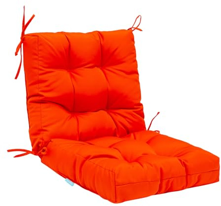 QILLOWAY Outdoor Seat/Back Chair Cushion Tufted Pillow, Spring/Summer Seasonal Replacement Cushions. (Orange)