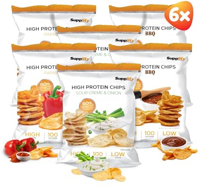 Supplify Chips Altos en Proteína (Caja Surtida II), Snack Proteico para Pérdida de Peso o Desarrollo Muscular, Alternativa Deliciosa (6 x 50 g)