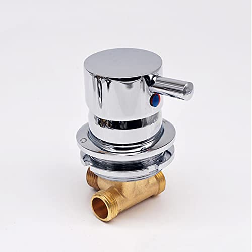 Inverseur Sortie à 1 Voie Filetage Vis Intubation Robinet Douche Robinet Laiton Froid et Chaud Mélangeur Eau Froide Chaude 50-55mm Taille Trou, Noyau Valve Céramique, Poignée Unique (Filetage Vis 1)