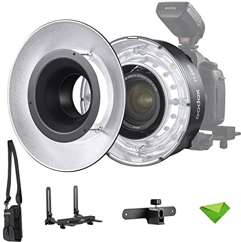 Godox R200 Makro-Ringblitzkopf mit Godox RFT-25S Reflektor für AD200 AD200 Pro 5800 ± 200 K 200 Ws mit Einstelllampe Makro-Blitzgerät für DSLR-Kameras für Porträt-, Hochzeits-, Makrofotografie usw